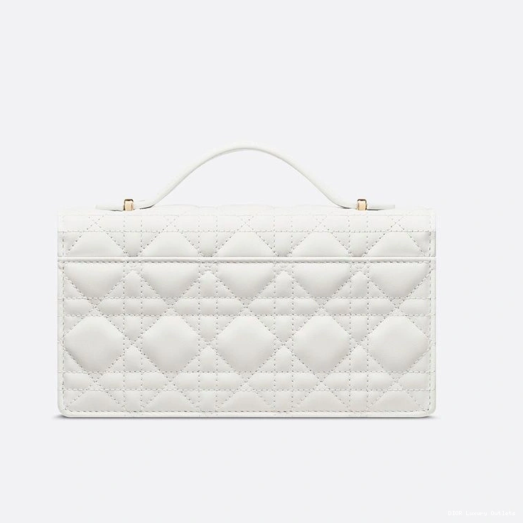 Cheap Cannage Top Lambskin Mini Dior White Bag Miss Handle 0803 Luxury